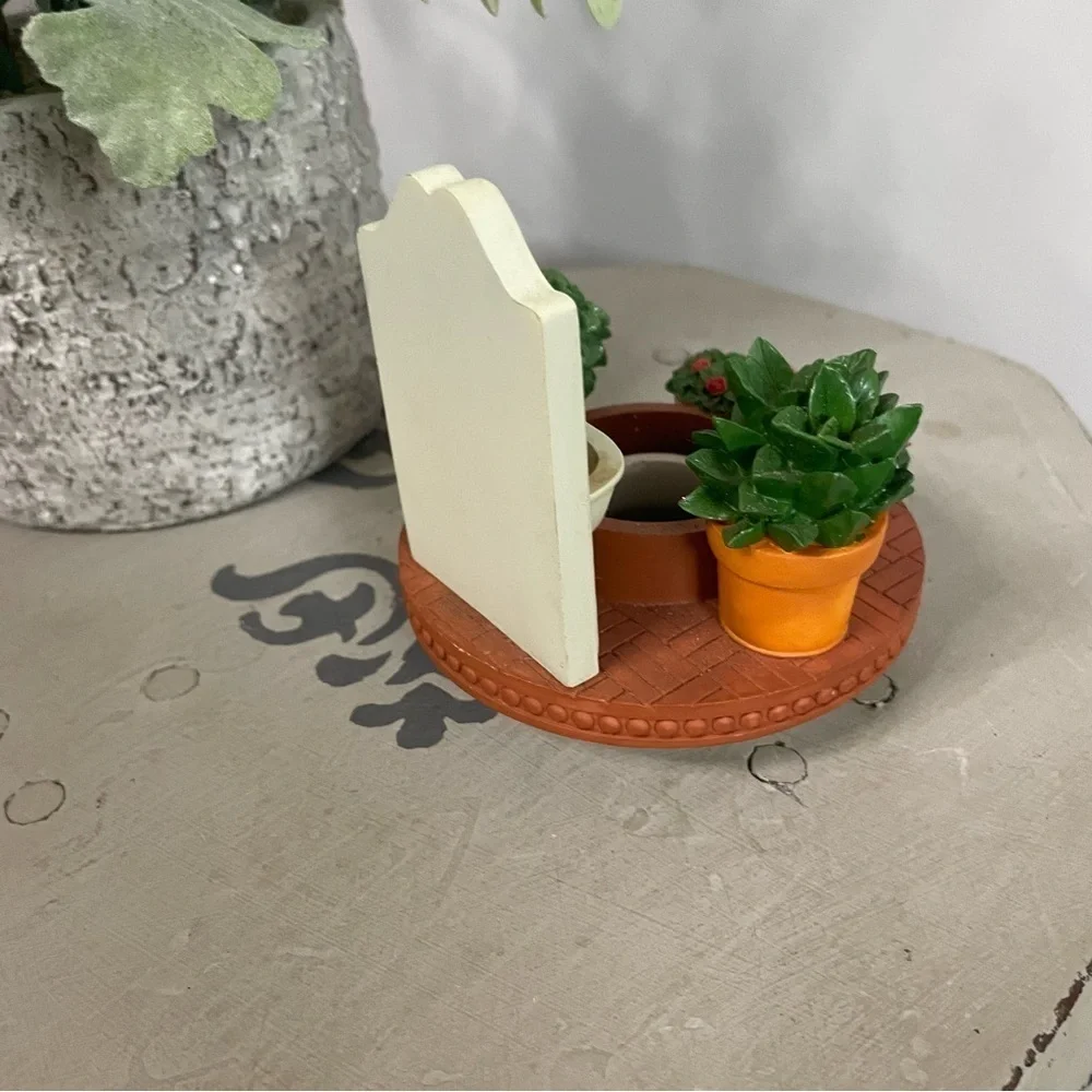 Vintage Garden Scene Ceramic Dinner Taper Candle Caper